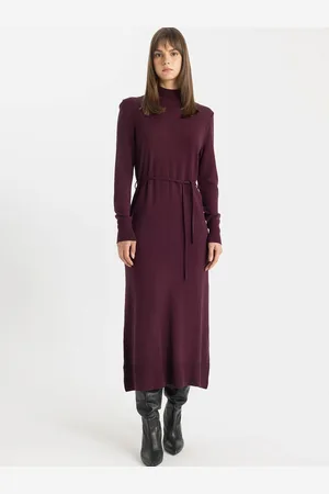 DeFacto Women High Neck A - Line Midi Dress
