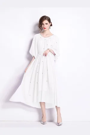 JC Collection Women Flared Sleeve A-Line Midi Dress