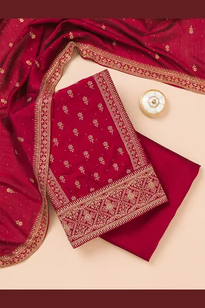 Koskii Ethnic Motifs Embroidered Zari Unstitched Dress Material