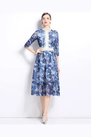 JC Collection Women Floral Printed Fit & Flare Midi Dress