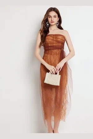 JC Collection Women Strapless Bandeau Midi Dress