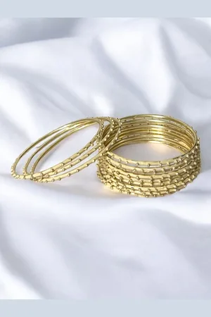 AccessHer Set Of 12 Gold-Plated Brass Lightweight Bangles