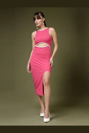 OOMPH Women Sleeveless Bodycon Midi Dress
