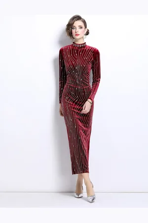 JC Collection Women Embellished Bodycon Maxi Dress