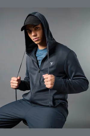 TECHNOSPORT Men Slim Fit Hooded Sports Antimicrobial Sweatshirt