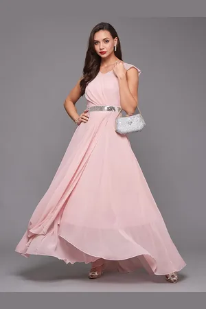 Miss Chase Women V-Neck Pleated Maxi Dress