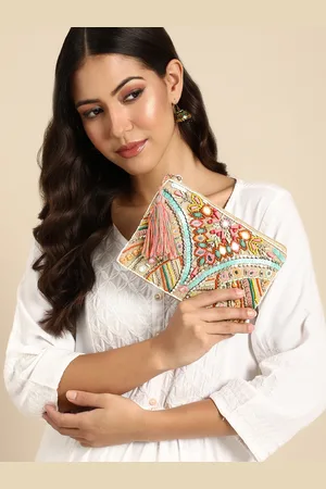Sangria Ethnic Motifs Embellished Structured Sling Bag
