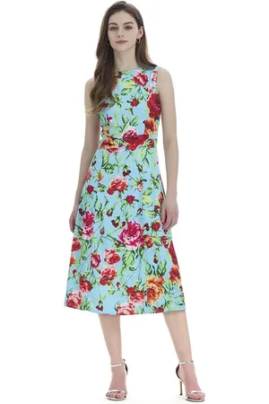 JC Collection Women Floral Print A-Line Midi Dress