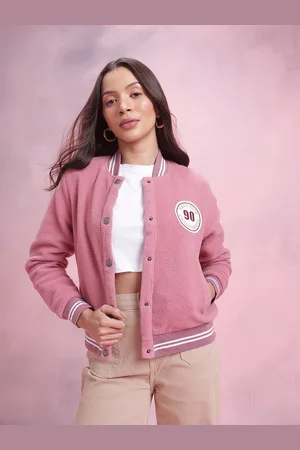 DressBerry Applique Detail Fleece Varsity Jacket