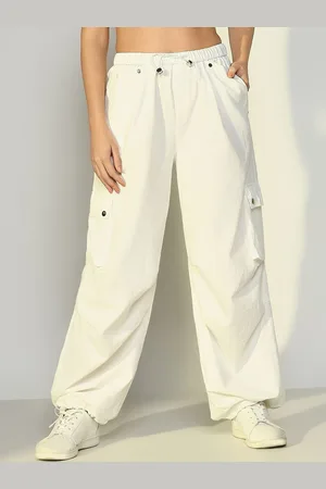 SHOWOFF Women Comfort Cotton Mid-Rise Loose Fit Cargo Trousers