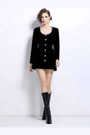 JC Collection Women Round Neck A-Line Mini Dress