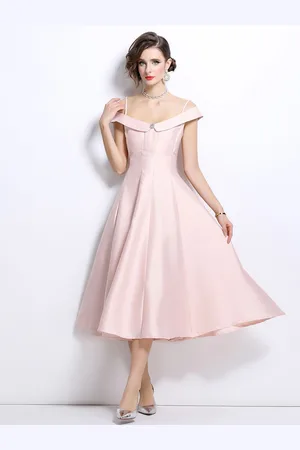 JC Collection Off-Shoulder A-Line Midi Dress