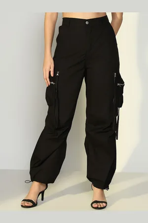 SHOWOFF Women Comfort Loose Fit Cotton Cargo Parachute Trousers