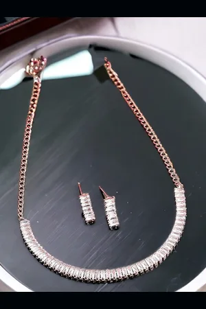 The Pari Rose Gold Plated Stone Studded Jewellery Set