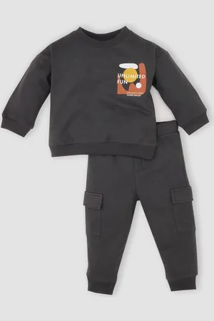 DeFacto Boys Printed Round Neck Long Sleeves Pure Cotton Sweatshirt With Jogger
