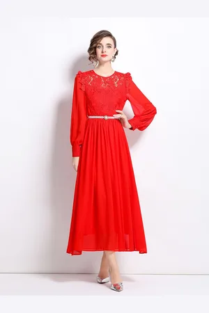 JC Collection Women Round Neck Fit and Flare Dress