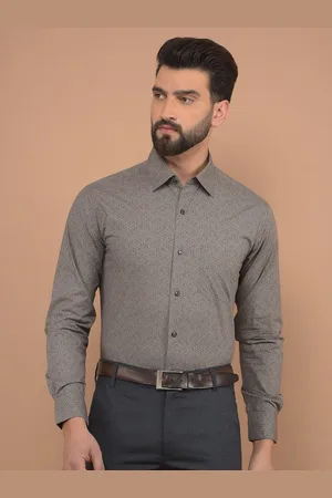Canary London Men Smart Spread Collar Geometric Printed Satin Slim Fit Formal Shirt