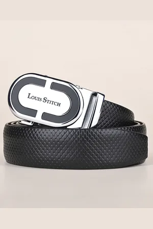LOUIS STITCH Premium VT Leather Men Auto Lock Buckle Belt
