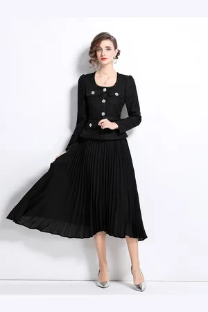 JC Collection Women Long Sleeves Peplum Midi Dress
