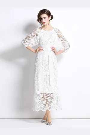 JC Collection Women Sheer Self Design Fit and Flare Midi Dress
