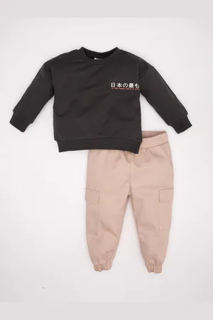 DeFacto Boys Printed Round Neck Long Sleeves Pure Cotton Sweatshirt With Jogger