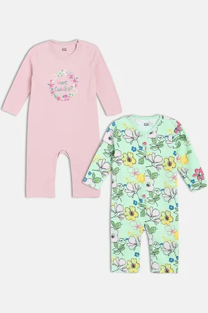 MINI KLUB Infant Girls Pack Of 2 Printed Cotton Rompers
