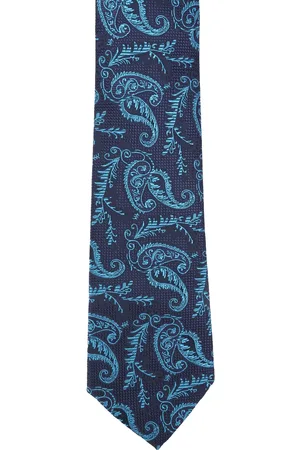 Calvadoss Men Navy Blue & Blue Woven Design Broad Tie