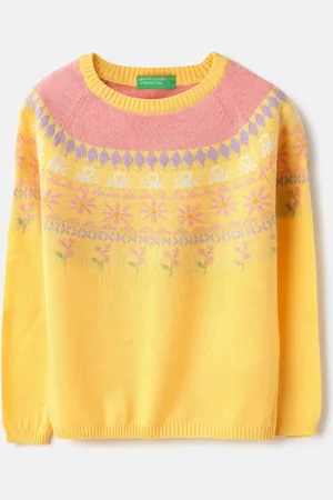 Benetton Girls Self Design Round Neck Fashion Sweater
