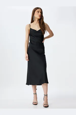 Koton Women Cowl Neck A-Line Midi Dress