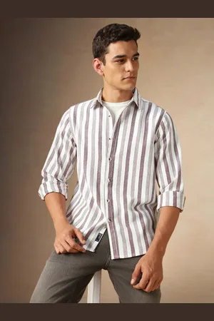 Dennis Lingo Men Opaque Striped Casual Shirt