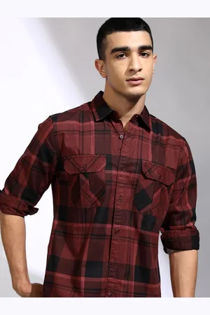 Highlander Men Sulphur Washed Checked Utility Pocket Casual Shirt