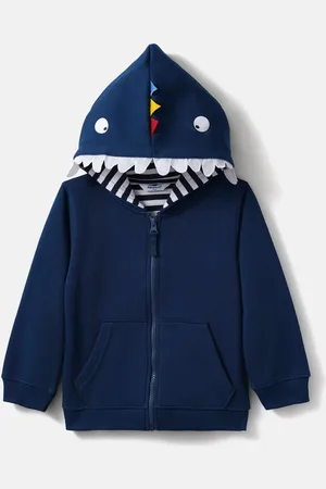 Nauti Nati Boys Solid Blue Full Sleeves Zipper Fleece Hoodie