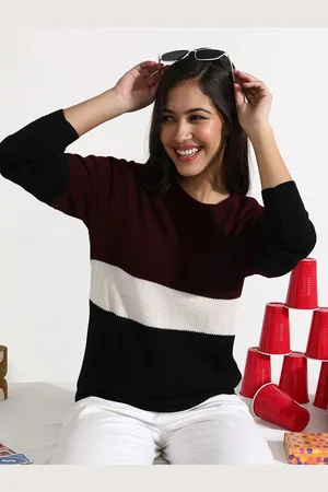 Campus Women Colourblocked Pullover Sweater