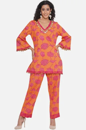 bellamia V- Neck Printed Tunic With Trouser Co-Ords