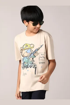 V-Mart Boys Graphic Printed Round Neck Cotton Oversized T-shirt