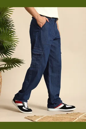 Mast & Harbour Men Straight Fit Light Fade Stretchable Cargo Style Jeans