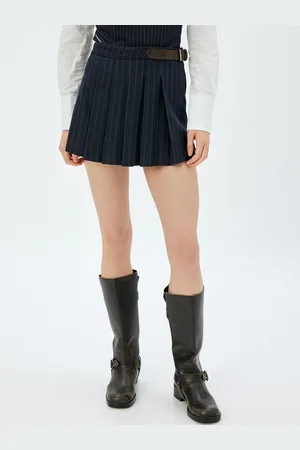 Koton Women Striped Pleated A-Line Mini Skirt