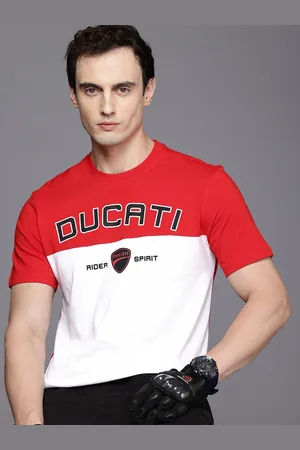 DUCATI Brand Logo Printed Colourblocked Pure Cotton T-shirt