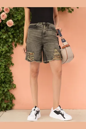 DressBerry Women Vintage Vibes Ripped Frayed Denim Shorts
