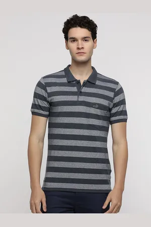 Crocodile Men Striped Polo Collar Slim Fit T-shirt