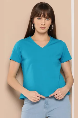 Chemistry Women Solid V-Neck T-shirt