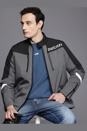 DUCATI Mock Collar Brand Logo Printed Colourblocked Padded Jacket
