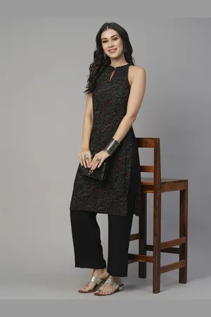 Globus Ethnic Motifs Printed Straight Thread Work Kurta with Trousers