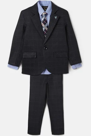 Blue Giraffe Boys Single-Breasted Long Sleeves Three-Piece Suit