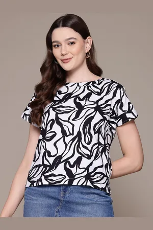 Nautica Printed Extended Sleeves Monochrome Top