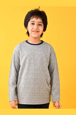 Anthrilo Boys Geometric Printed Round Neck Cotton T-shirt