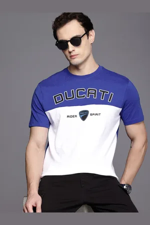 DUCATI Brand Logo Printed Colourblocked Pure Cotton T-shirt