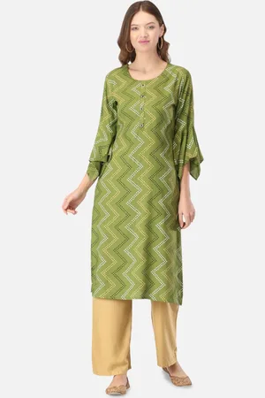 Biyu Chevron Printed Cotton Straight Kurta
