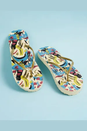 Lifestyle Women Printed Rubber Thong Flip-Flops