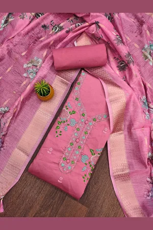 Kalini Embroidered Thread Work Pure Cotton Unstitched Dress Material
